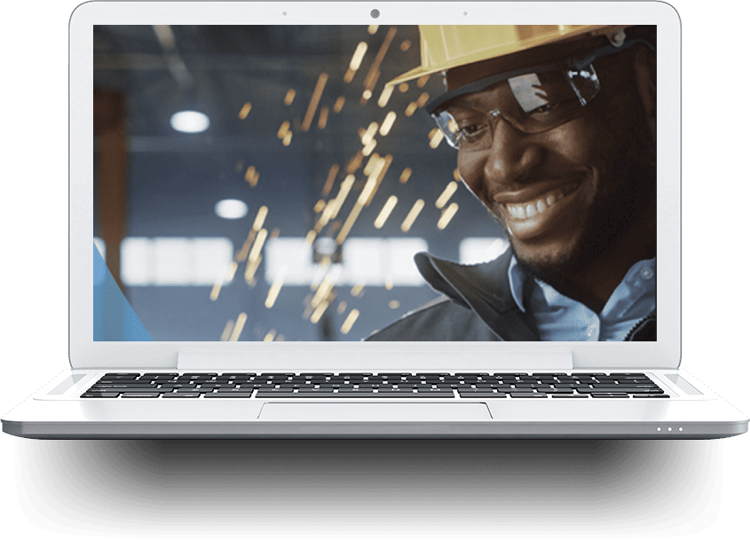 Laptop screen displaying training of an employee