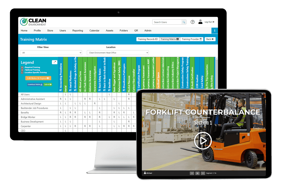 Training matrix software by BIS safety software