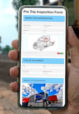 Smartphone displaying a pre trip inspection form