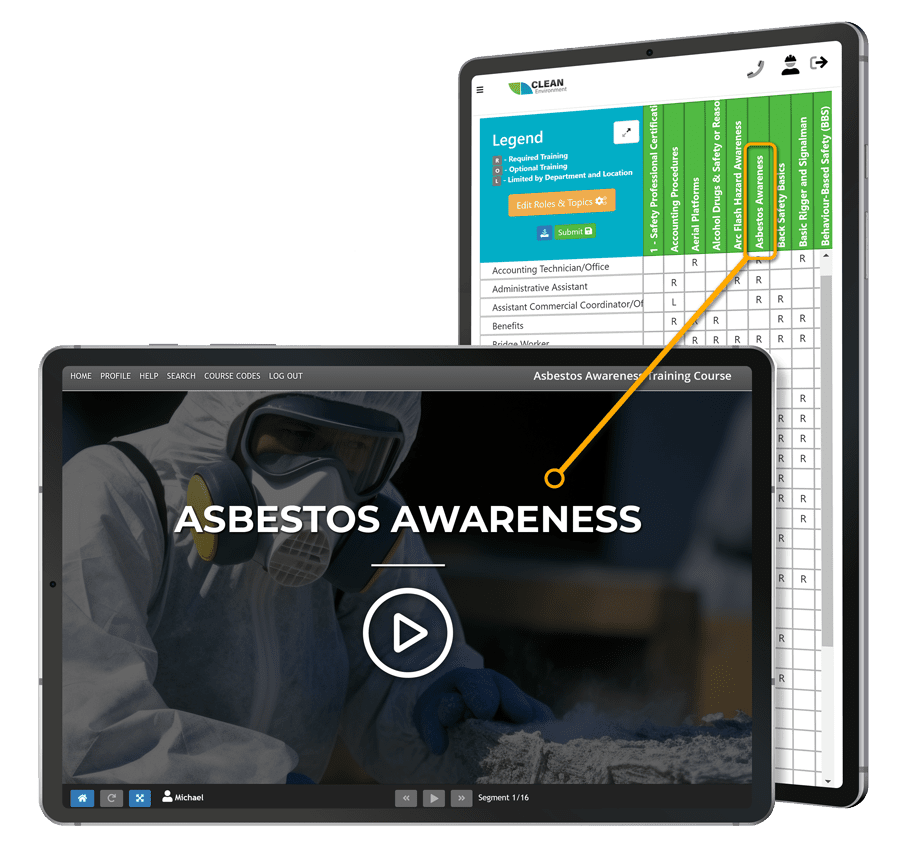 training matrix with asbestos course