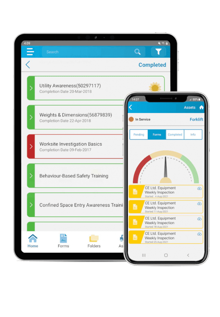 Safety management software on a tablet and mobile