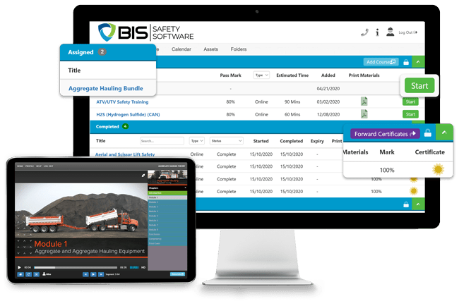 LMS learning management Software on desktop and tablet
