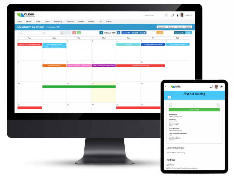 Classroom management app on desktop and a tablet